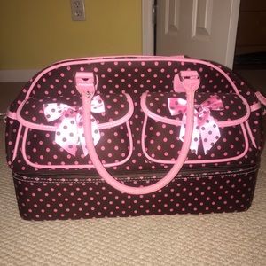 Pink & Brown Polka Dot Luggage (Duffel Bag)